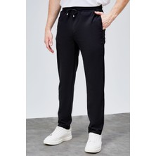 Erkek Siyah Relaxed Fit Yandan Cepli Beli Lastikli Bağcıklı Duble Paça Jogger Pantolon BOLT-1996