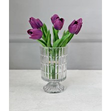 Ayaklı Cam Sütun Vazo Şeffaf 18 cm