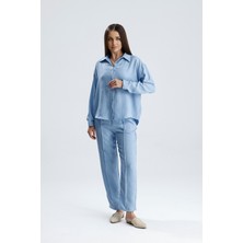 Sienza Kadın Oversize Alt Üst Takım – Gömlek ve Lastikli Pantolon Ikili Set