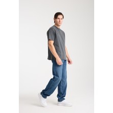 Erkek Pamuk Bisiklet Yaka Oversize T-Shirt - Yazlık Rahat ve Trendy Tarz