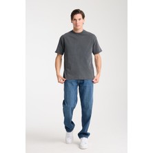 Erkek Pamuk Bisiklet Yaka Oversize T-Shirt - Yazlık Rahat ve Trendy Tarz