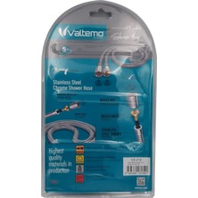 Valtemo Europe 150 Cm Siyah, Çift Kenetli, Gerçek Prinç Bağlantı, Çelik Fıskiye Hortumu Vs-214