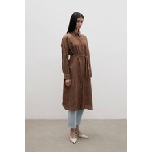 Merwish Mono Uzun Gömlek-Kahverengi 1388