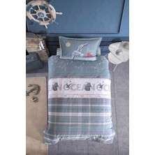 Clasy Ranforce %100 Pamuk Tek Kişilik Nevresim Takımı Ocean V1 Mavi