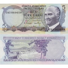 Banknoting 6. Emisyon 2. Tertip 5 Lira G82. Hafif Dalgalı Çil(-) Kondisyon.