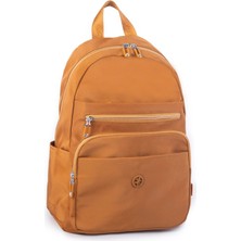 Vera Çanta Nas Bag Unisex Büyük Boy Çok Gözlü Su Geçirmez Sırt Çantası Hardal