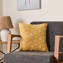 Evidea Soft Granny Summer Çiçek Nakışlı Kırlent - Hardal - 45X45 cm