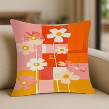 Papatya Desenli Kırlent Kılıfı – 43X43 Cm, Çift Taraflı, Fermuarlı, Yıkanabilir