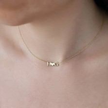 Harfler Kalp 14 Ayar Altın Kolye