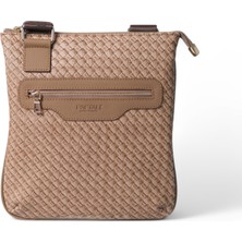 Paftalı Deri Unisex Mini Postacı Çanta – Suni Deri, Çapraz Askılı, Fermuarlı, 17X15X4 cm