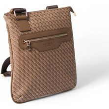 Paftalı Deri Unisex Mini Postacı Çanta – Suni Deri, Çapraz Askılı, Fermuarlı, 17X15X4 cm