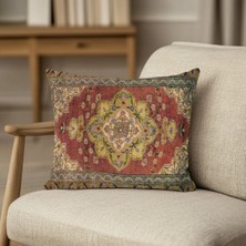 Dijital Baskılı Klasik Halı Desenli Çift Taraflı 43X43 cm Kırlent Kılıfı