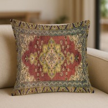 Dijital Baskılı Klasik Halı Desenli Çift Taraflı 43X43 cm Kırlent Kılıfı