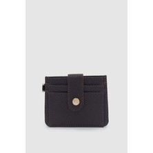 Fione Çıtçıt Kapamalı 6 Bölmeli Çıkarılabilir Anahtarlıklı Mini Kadın Cüzdan Acı Kahve