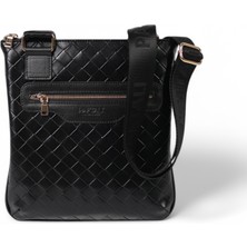 Paftalı Deri Unisex Mini Postacı Çanta – Suni Deri, Çapraz Askılı, Fermuarlı, 17X15X4 cm