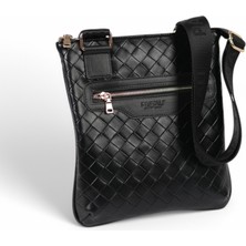 Paftalı Deri Unisex Mini Postacı Çanta – Suni Deri, Çapraz Askılı, Fermuarlı, 17X15X4 cm