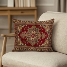 Klasik Halı Desenli Kırlent Kılıfı – Yıkanabilir, Fermuarlı, Yumuşak Kumaş | 43X43 cm