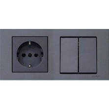 Tenda Ovivo Grano Füme Topraklı Priz + Komütatör + 2li Çerçeveli