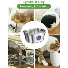 3.2 L Çiftli Paslanmaz Çelik Kedi Köpek Için Otomatik Su Pınarı Su Çeşmesi Su Sebili Sessiz Pompalı