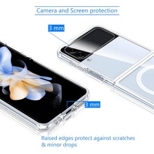 Samsung Galaxy Z Flip 4 Uyumlu Kamera Korumalı Magsafe Wireless Şarj Özellikli Şeffaf Silikon Kılıf
