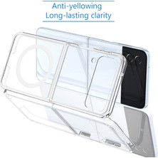 Samsung Galaxy Z Flip 4 Uyumlu Kamera Korumalı Magsafe Wireless Şarj Özellikli Şeffaf Silikon Kılıf