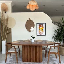 Gazzini Furniture Terra Oval Ceviz Ahşap Bohem Masa 80X160