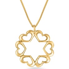 Kalp Buketi 14 Ayar Altın Kolye