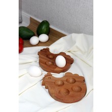4'lü Ahşap Yumurtalık Sofra Sunumu Tavuk Şekli (2'li Set)