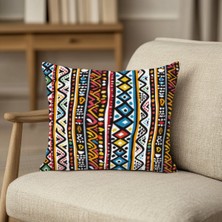 Renkli Kilim Motifli Kırlent Kılıfı