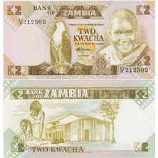 Banknoting Zambiya 2 Kwacha 1980-1988 Çil Kondisyon.