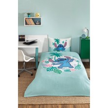 Tek Kişilik Disney Lisanslı Lastikli Çarşaf Çocuk Pike Takımı Stitch Summer