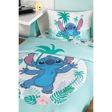 Tek Kişilik Disney Lisanslı Lastikli Çarşaf Çocuk Pike Takımı Stitch Summer