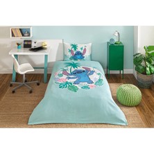 Tek Kişilik Disney Lisanslı Lastikli Çarşaf Çocuk Pike Takımı Stitch Summer