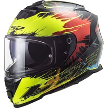 Ls2 Storm 2 Drop Siyah-Sarı-Kırmızı Kask