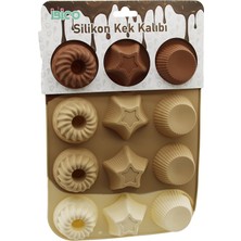 Rüzgar Gülü - Yıldız - Klasik Çizgili Şekil 12Lİ=MİNİ Silikon Muffin Kek Kalıp Askılıkı Kartela