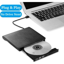 Teknofaji Harici DVD Rw External USB 3.0 Slim Harici Tak Çalıştır CD DVD Sürücü Okuyucu Optik Okuyucu