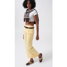 Gökyüzü Moda Kemer Detay Yüksek Bel Pantolon