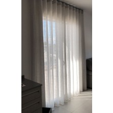 Modern Dökümlü Düz Tül Perde -Bej-Pileli Dikim -BJ585