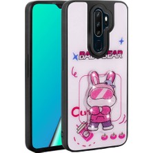 Oppo A9 2020 Kılıf Parlayan Kabartmalı Ikonik Figürlü Tlzn Amas Silikon Kapak-Beyaz