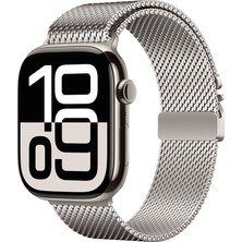Watch 10 42MM Uyumlu Tlzn KRD-121 Metal Hasır Kordon-Starlight