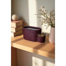 Minimalist Oval Beton Mumluk - Dekoratif ve Hediyelik Organik Soya Wax'lı Beton Mumluk
