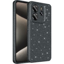 Redmi Note 14 5g Kılıf Kamera Korumalı Simli Lüks Tlzn Koton Kapak - Siyah