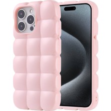 Apple iPhone 15 Pro Max Kılıf Parlak Esnek Silikon Tlzn Dom Dom Kapak-Pembe