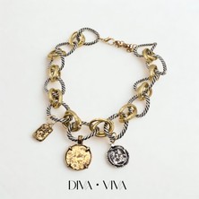 Diva Viva - Dual Medallion Kadın Büyük Halka Zincir Kolye