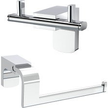 Premium Ikili Bornoz Askılık + Kapaksız Tuvalet Kağıtlık Banyo Seti
