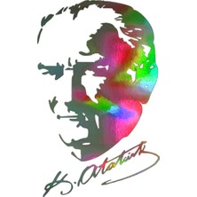Atatürk  Model Hologram Sticker – Işık Vurunca Renk Değiştirir – Modifiye Dekarasyon Sticker Araç,kask Uyumlu,düz ve Prüszsüz Yüzeyler Için (Meristeed)