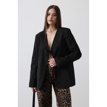 Önden Bağlamalı Blazer Ceket