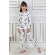 Isob Ekru Kuromi Desenli %100 Pamuk Kız Çocuk Pijama Takımı 3-8 Yaş 51205-E
