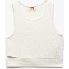 Koton Pencere Detaylı Slim Fit Bürümcük Kolsuz Bisiklet Yaka Crop Atlet