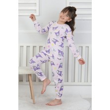 Isob Pembe Kuromi Desenli %100 Pamuk Kız Çocuk Pijama Takımı 3-8 Yaş 51205-P